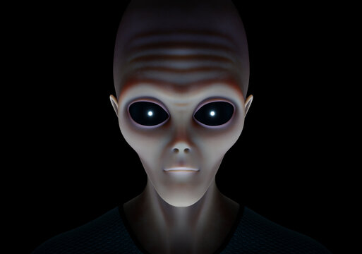 Alien head with black background