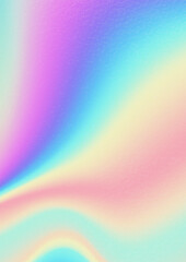 Multicolored bright background with iridescent tints of color. Holographic effect, color gradient transitions.