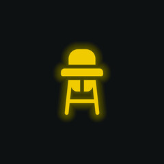 Baby Chair yellow glowing neon icon