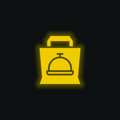 Bag yellow glowing neon icon