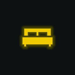 Bed yellow glowing neon icon