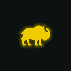 Bison yellow glowing neon icon