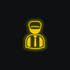 Bookkeeper yellow glowing neon icon