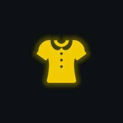 Blouse With Buttons yellow glowing neon icon