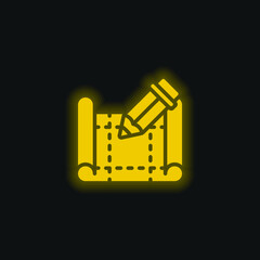 Blueprint yellow glowing neon icon