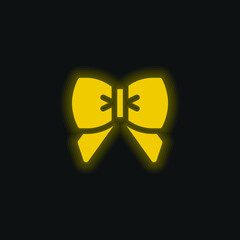 Bow yellow glowing neon icon