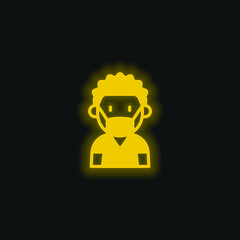 Boy yellow glowing neon icon