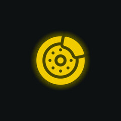 Brake Disc yellow glowing neon icon