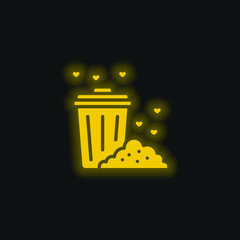 Bin yellow glowing neon icon