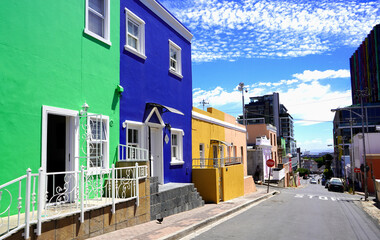 Distinctive bright houses in the bo-kaap district of Cape Town, South Africa