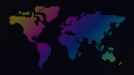 Colorful line world map background