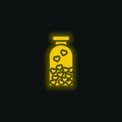 Bottle yellow glowing neon icon