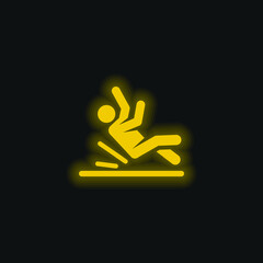Accident yellow glowing neon icon