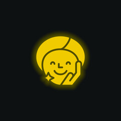 Beauty Treatment yellow glowing neon icon