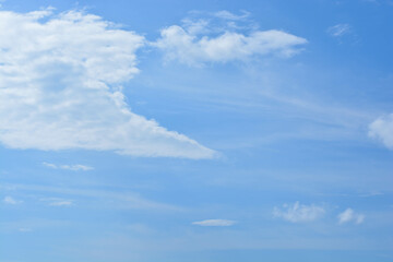 Thin clouds scenic with clear blue sky background at Trat, Thailand. No focus.