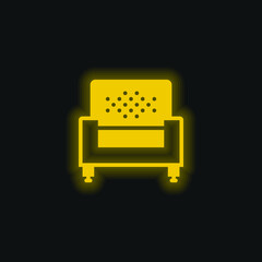 Armchair yellow glowing neon icon