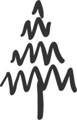 Christmas tree hand drawn sketch icon