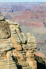 The South Rim of the Grand Canyon with a Strata Layered Pinnacle Outcropping form by Wind and Rain...
