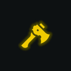 Axe yellow glowing neon icon