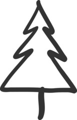 Christmas tree hand drawn sketch icon