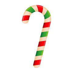 Colorful Christmas candy cane on white background