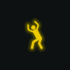Angry Silhouette yellow glowing neon icon