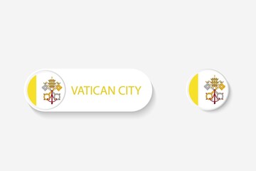 Vatican City button flag in illustration of oval shaped with word of Vatican City. And button flag Vatican City.