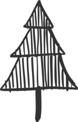 Christmas tree hand drawn sketch icon