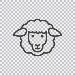 Sheep outline icon. Vector isolated on transparent background.