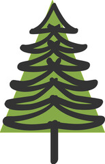 Christmas tree hand drawn sketch icon