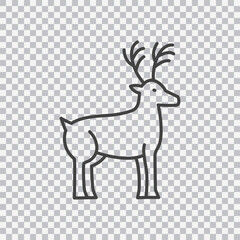 Deer outline icon. Vector isolated on transparent background.