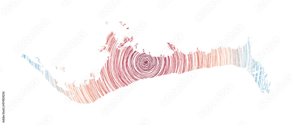 Aufkleber grand bahama map filled with concentric circles. sketch style circles in the shape of the island. ve