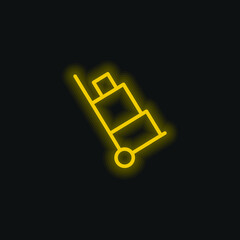 Baggage yellow glowing neon icon