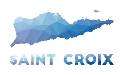 Low poly map of Saint Croix. Geometric illustration of the island. Saint Croix polygonal map. Technology, internet, network concept. Vector illustration.