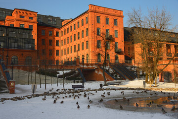 historic huge spinning mill factory built by Karl Wilhelm Scheibler, after revitalization it houses...