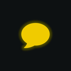 Black Speech Bubble yellow glowing neon icon