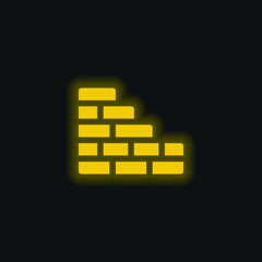 Brick Wall yellow glowing neon icon