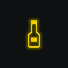 Bottle Closed yellow glowing neon icon