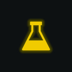 Bottle With Liquid yellow glowing neon icon