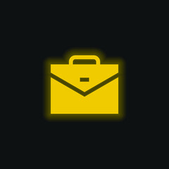 Obraz premium Briefcase yellow glowing neon icon