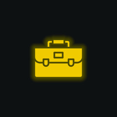 Briefcase yellow glowing neon icon