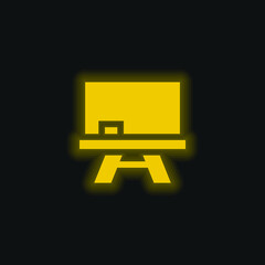 Blackboard yellow glowing neon icon