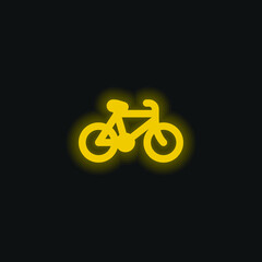 Bicycle yellow glowing neon icon