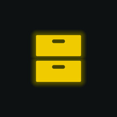 2 Drawers yellow glowing neon icon
