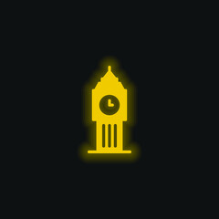 Big Ben yellow glowing neon icon