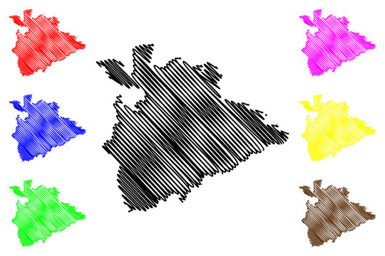 Koppal district (Karnataka State, Republic of India, Gulbarga division) map vector illustration, scribble sketch Koppal map