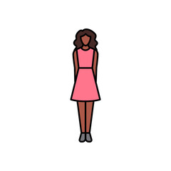 Young woman olor line icon. Different stages person's life.