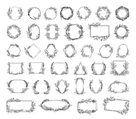 Collection of elegant floral frames for web applications, design programs, and photo decoration. Vector frames with flowers for your creativity.