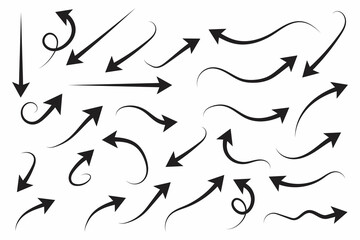 Hand drawn monochrome arrow set collection 