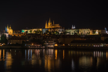 Fototapeta na wymiar Night view of Prague Castle - Prague, Czech Republic